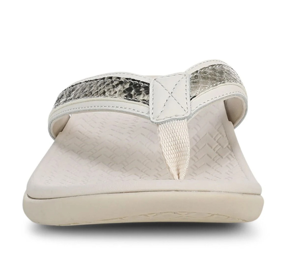 VIONICS Tide 2.0 Toe Post Sandal – Cream Snake Print Leather NEW