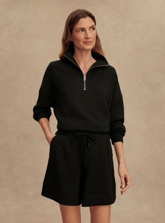 Varley DoubleSoft Hawley Half-Zip Sweatshirt Size XS Black Pullover