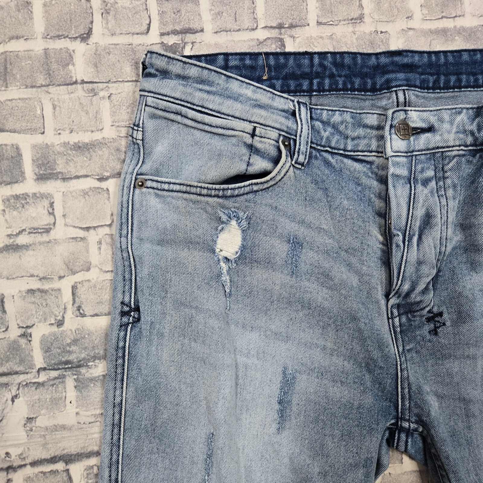 Ksubi Van Winkle Trashed Dreams Stretch Jeans Mens Size 34 Blue 34×32 Distressed