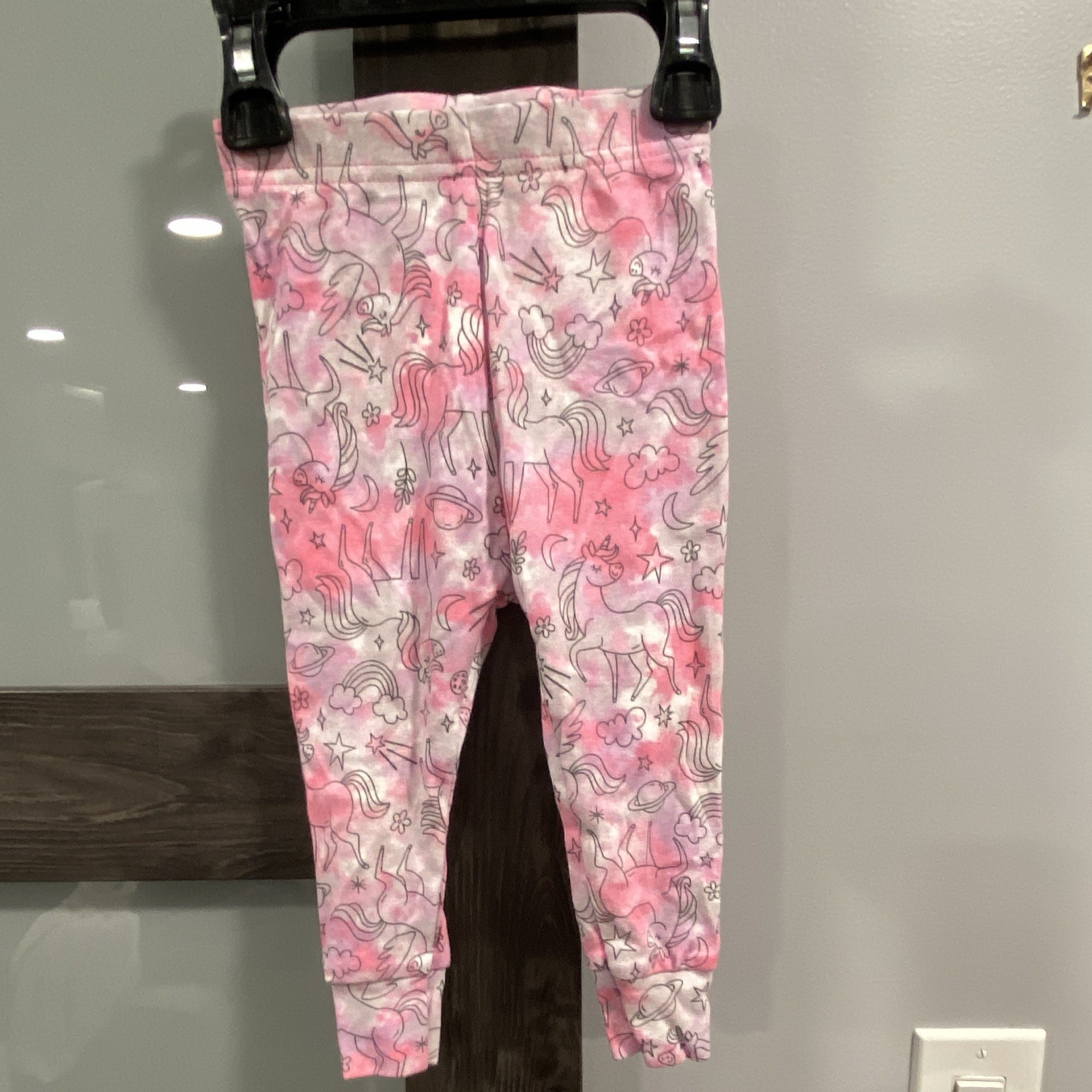 Girls Pink Unicorn Cotton Pull-On Leggings 12-18 Months Elastic Waist