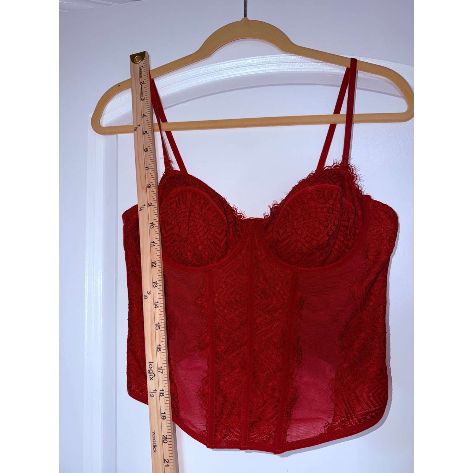 Garage Red Lace Corset Top Bustier Mesh Underwire Adjustable Straps Small