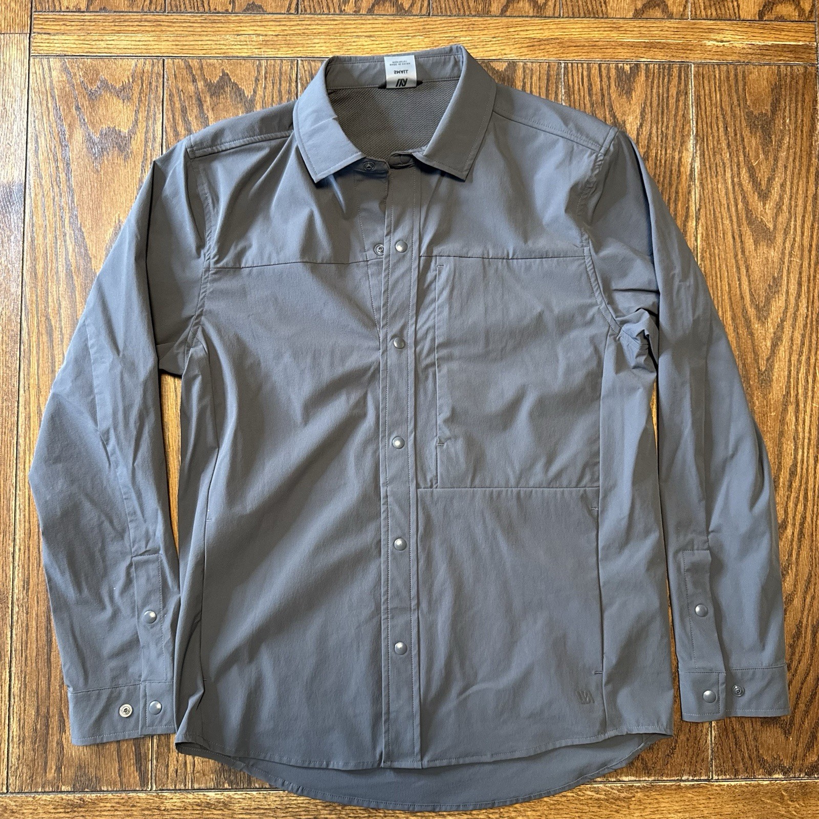 VRST Mens Small Packable Shirt Jacket Snap Button Up Gray Zip Chest Pocket
