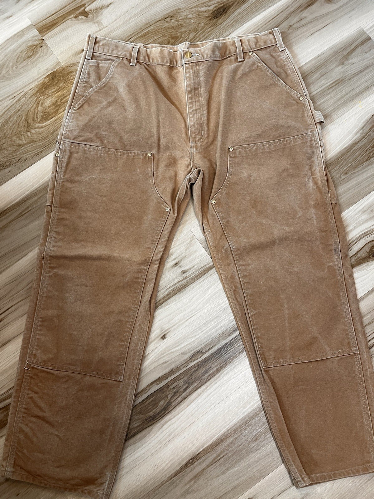 Carhartt B01 BRN Double Knee Pants Mens 40×30 Brown Canvas Made In USA Dungaree