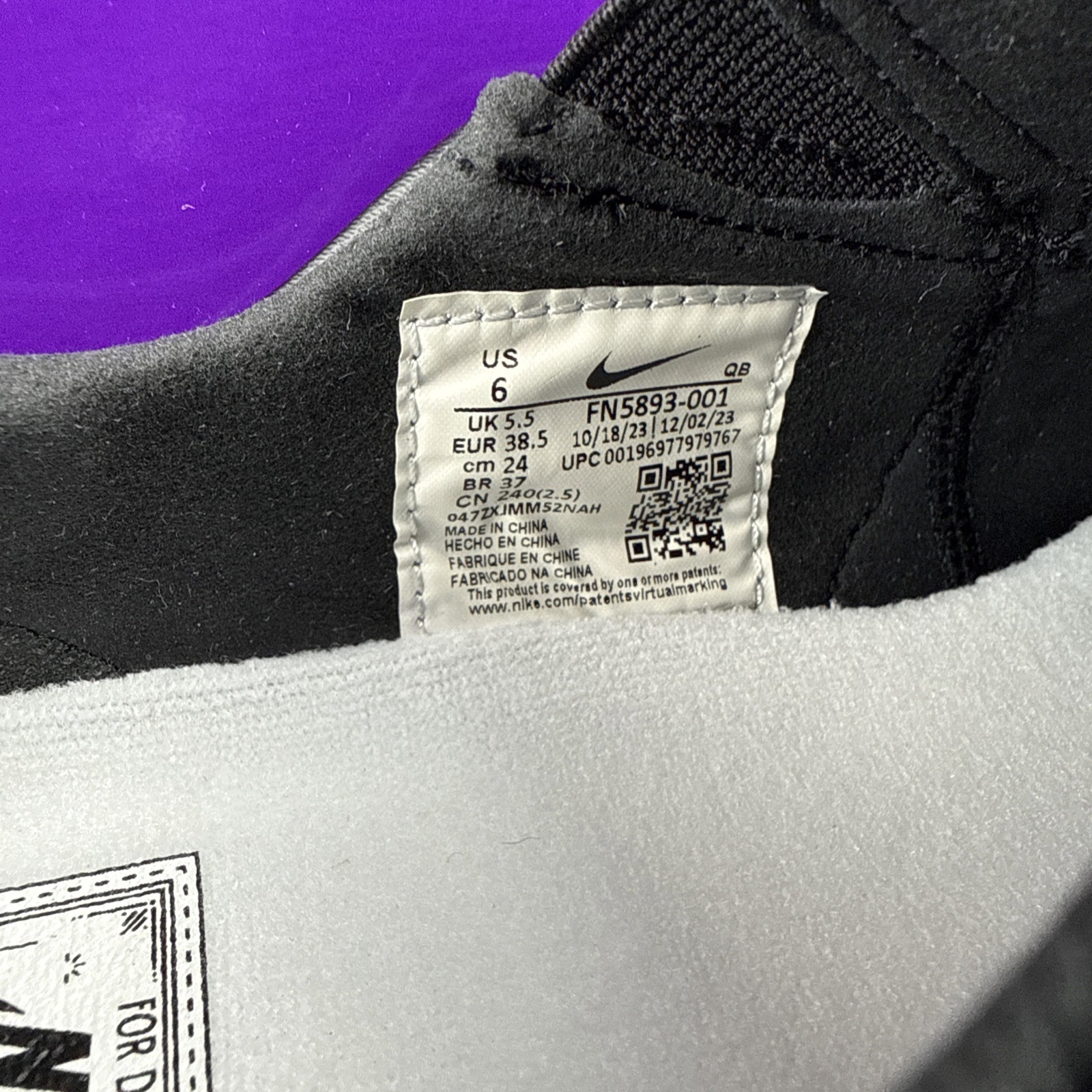 Nike SB Zoom Janoski+ Slip ‘Black White’ FN5893 001 Size 6 New In Box