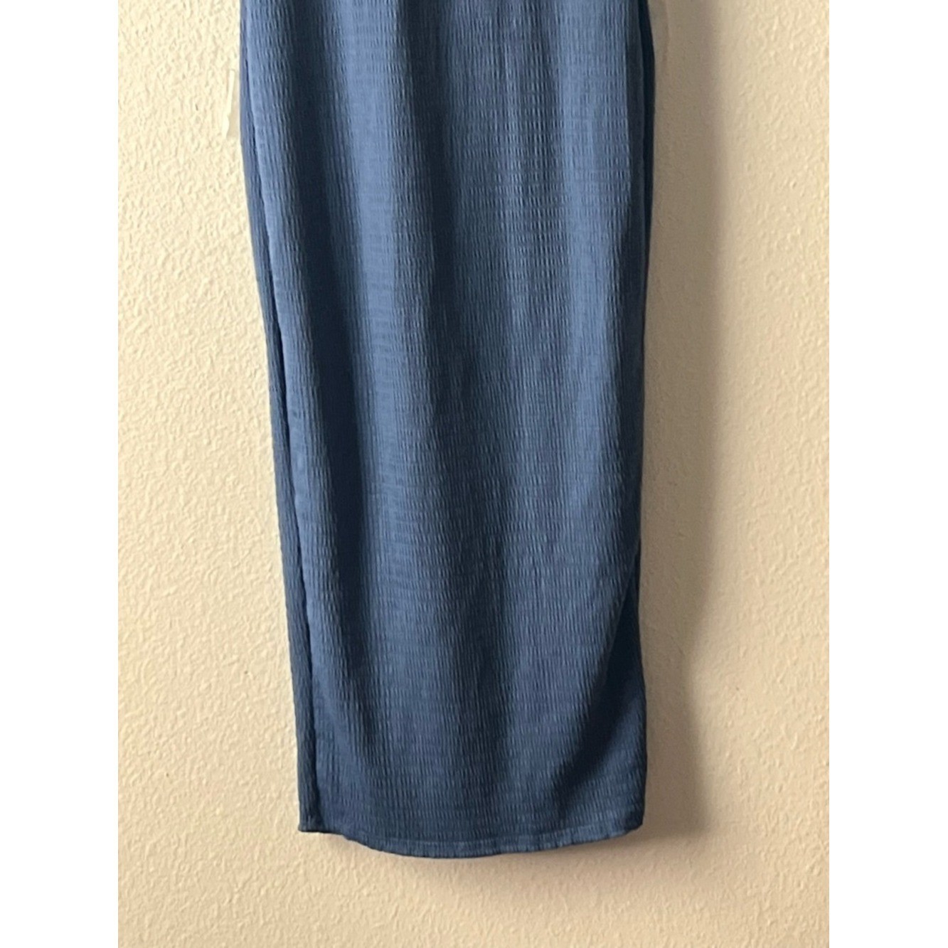 Fashion Nova Dusty Blue Backless Ribbed Tank Top, Size S