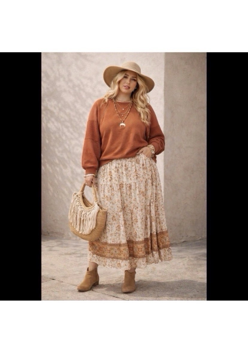 Madewell Burnt Orange Boho Sweatshirt Size 3X