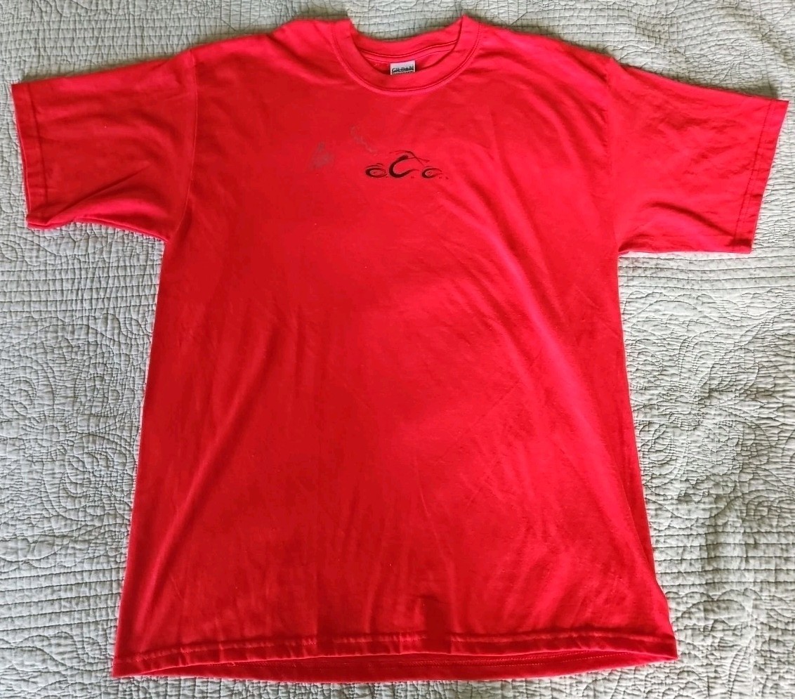 Vintage Y2K Red Shirt Mens XL Orange County Choppers Sword Motorcycle Biker Logo