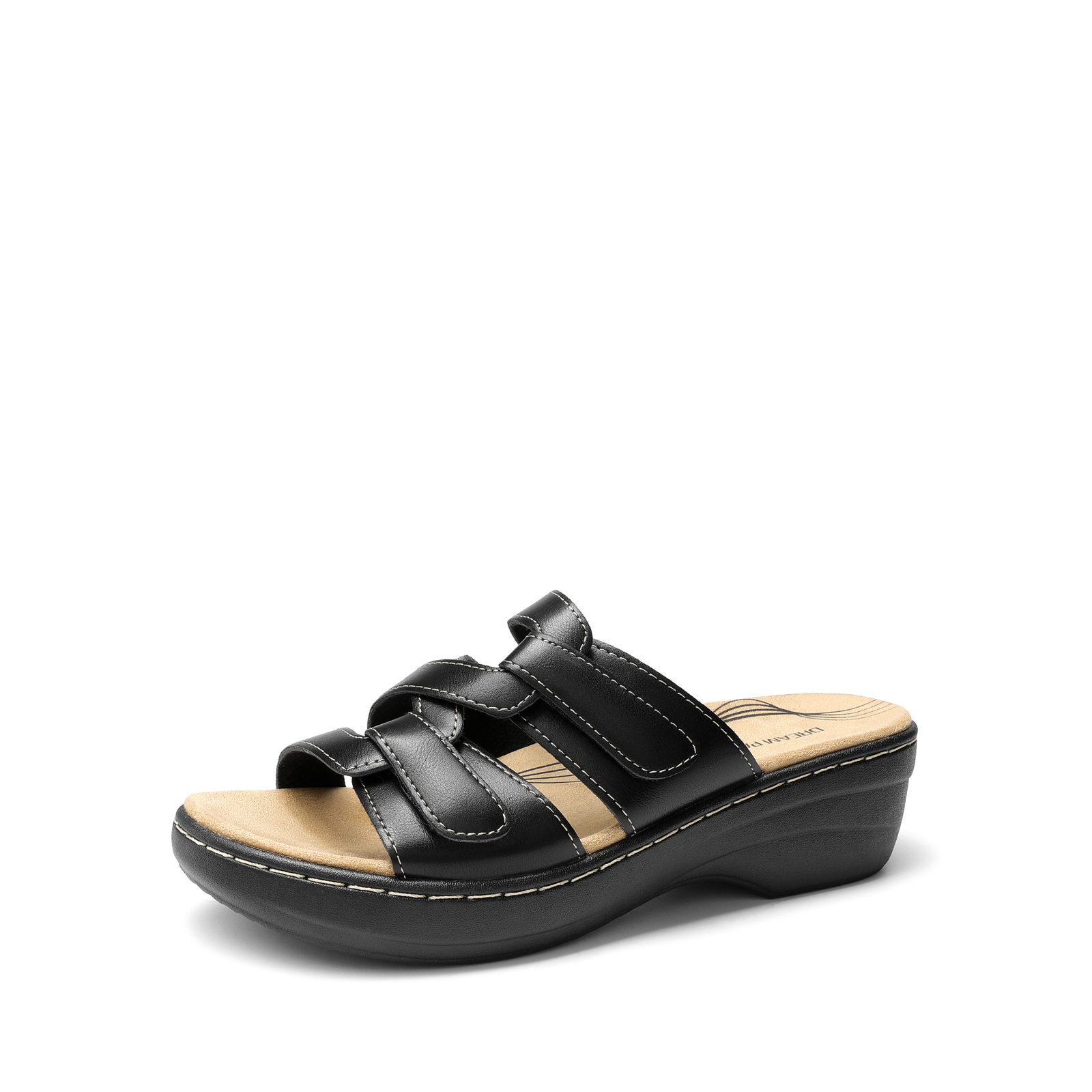 US Women Arch Support Slide Sandals Adjustable Straps Beach Low Wedge Sandals US