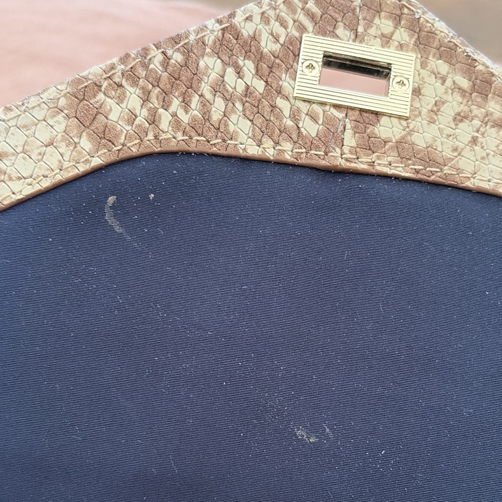 Cole Haan Pink Tan Snake Print Embossed Chain Bag Silver Hardware