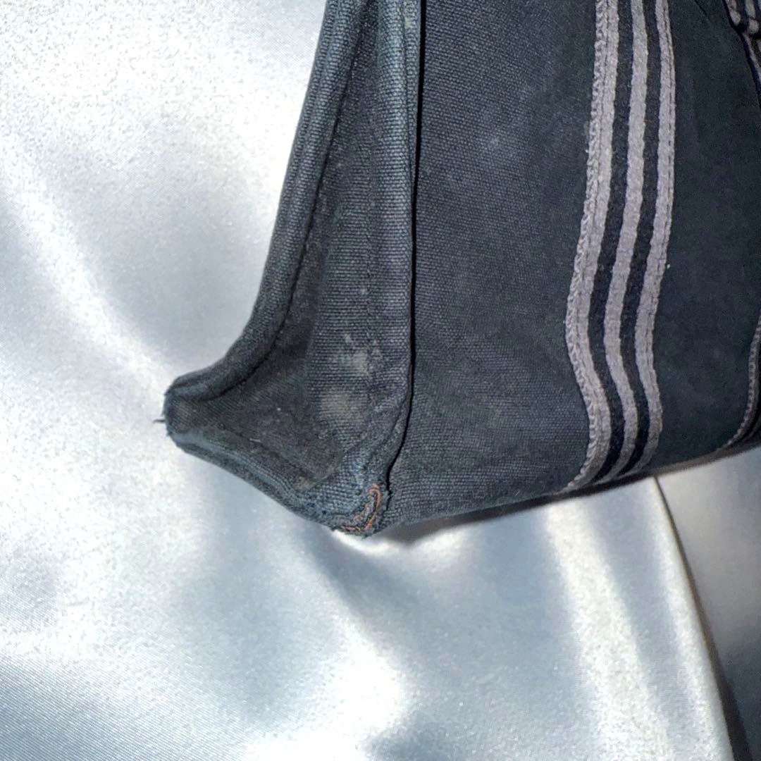 HERMES Fourre Tout MM Tote Handbag Black Gray Canvas Stripe Vintage 11.4×8.7in.