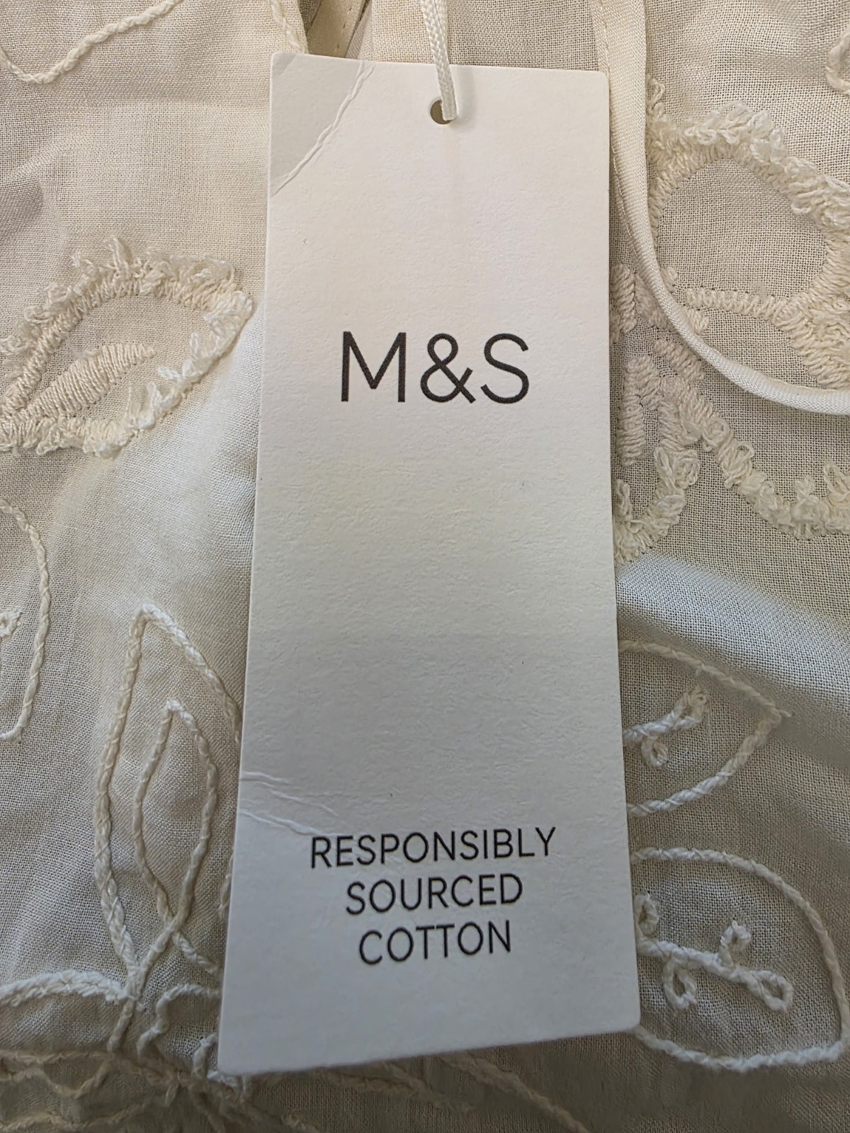 M&S Pure Cotton Applique Tie Neck Blouse ~ Size 16 Regular