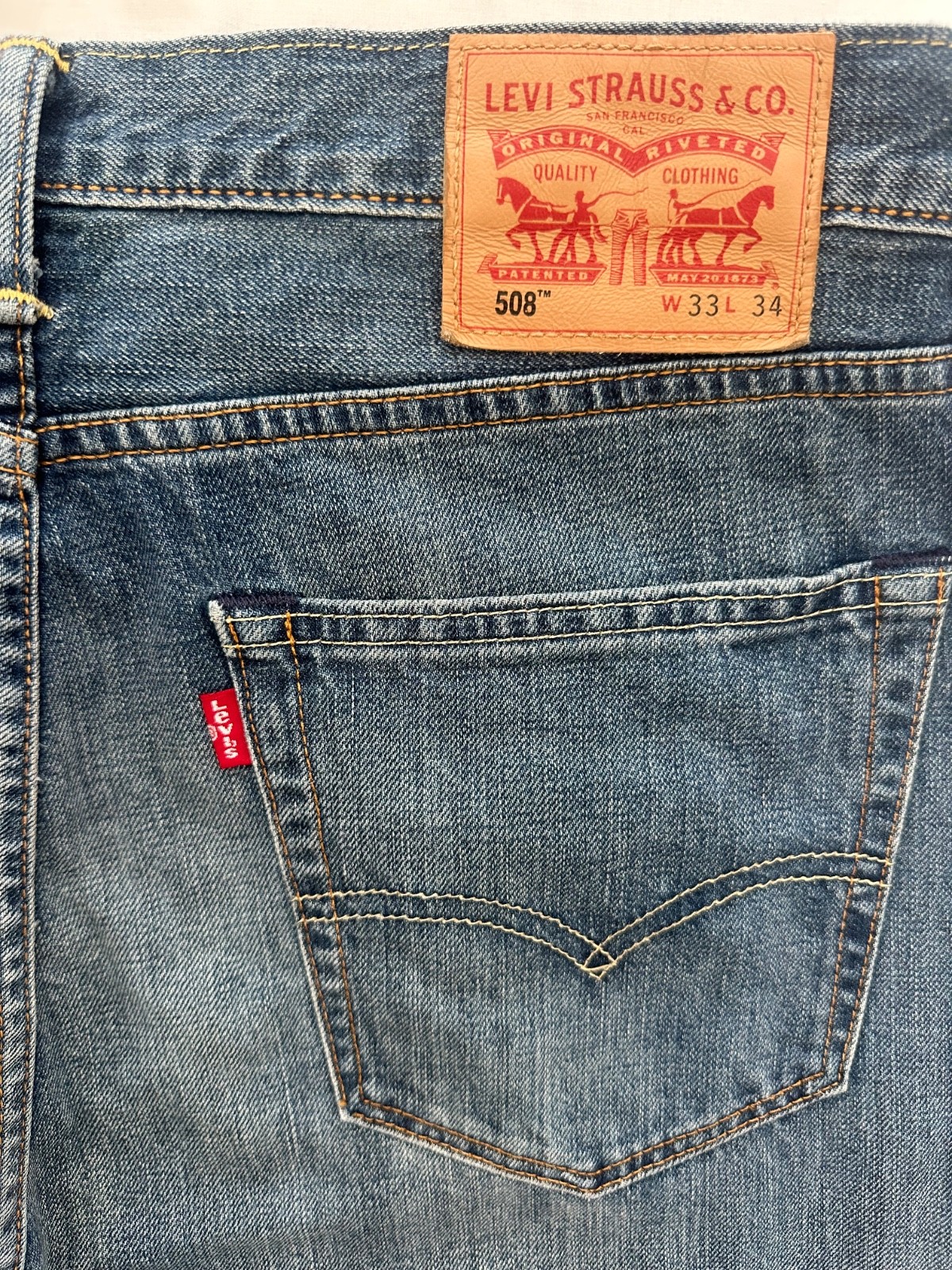 Levi’s 508 Men’s Classic Straight Leg Jeans Blue Denim Size W33 L34