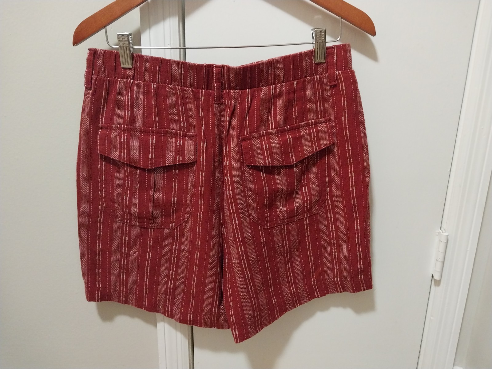 A.N.A Shorts Red Stripe Linen Blend Loose Fit Womens Size M Resort Beach Boho