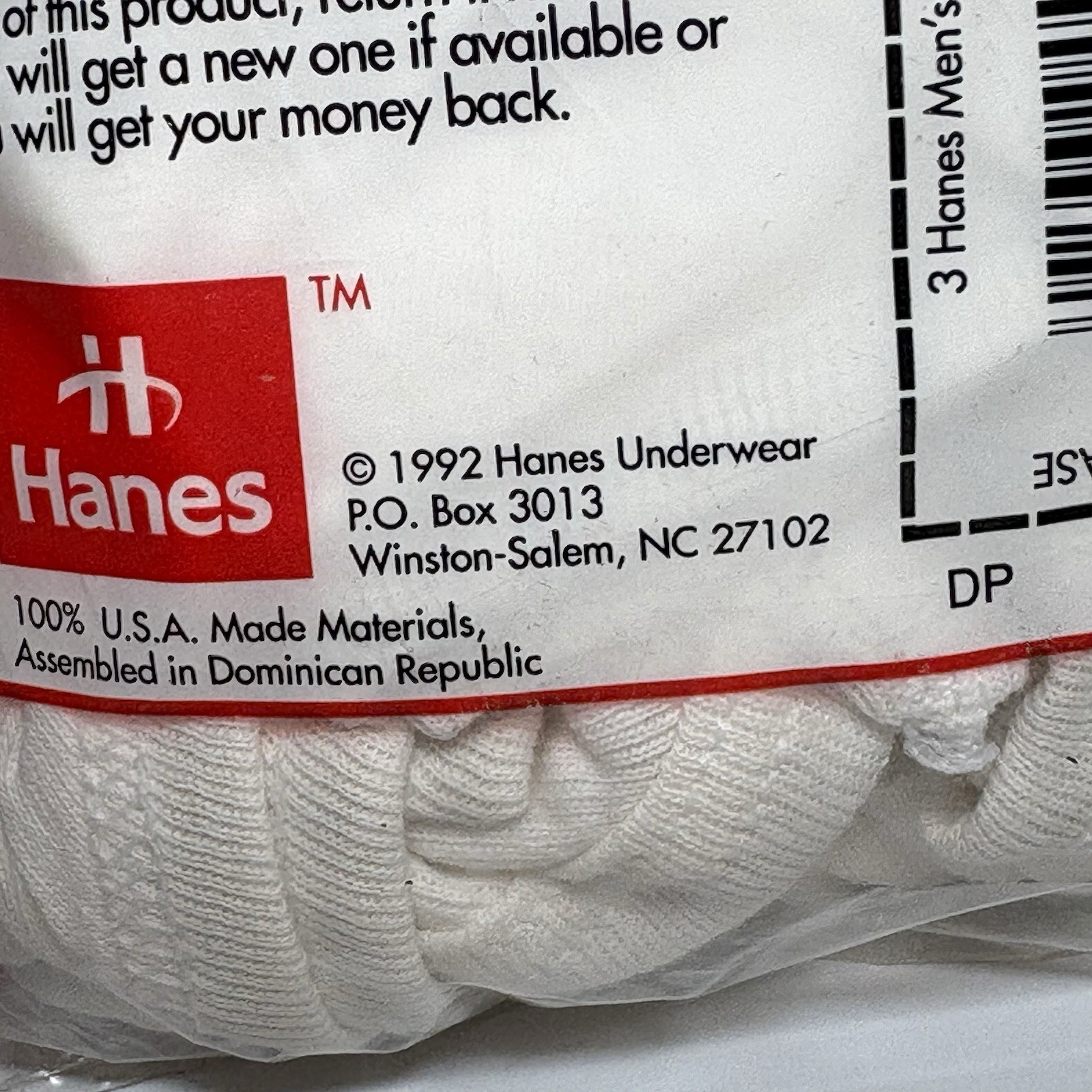 Vintage NOS 1992 Hanes Pre-Shrunk 100% Cotton Briefs Pack Of 3 Sz 32 BRAND NEW