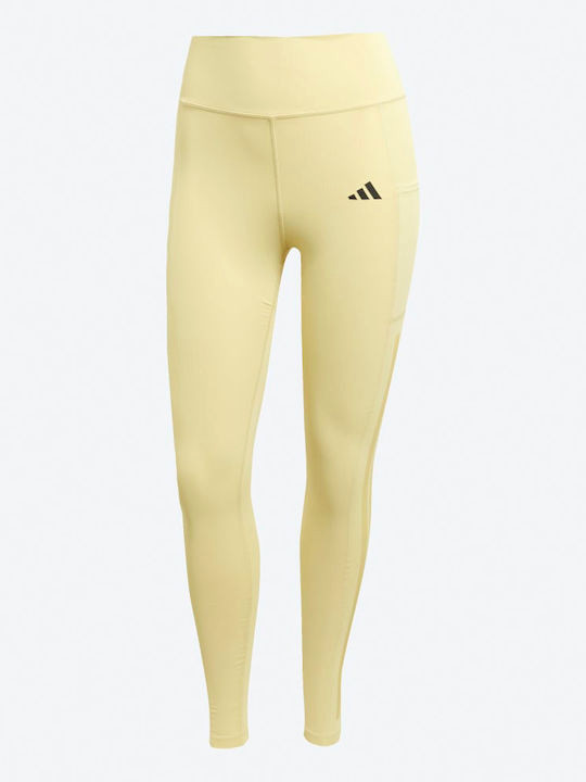 adidas Women’s Optime 3 Stripe Training Leggings S UK 8 10 Powder Yellow BNWT