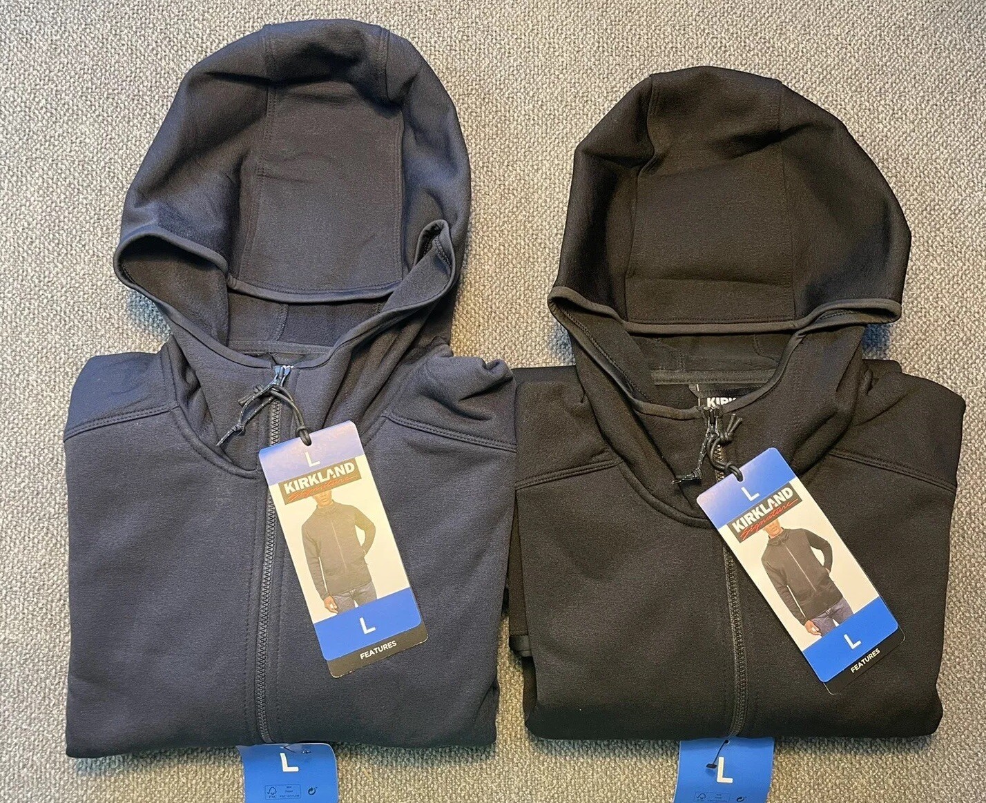 Kirkland Signature Men’s Hooded Fleece Jacket Black or Blue