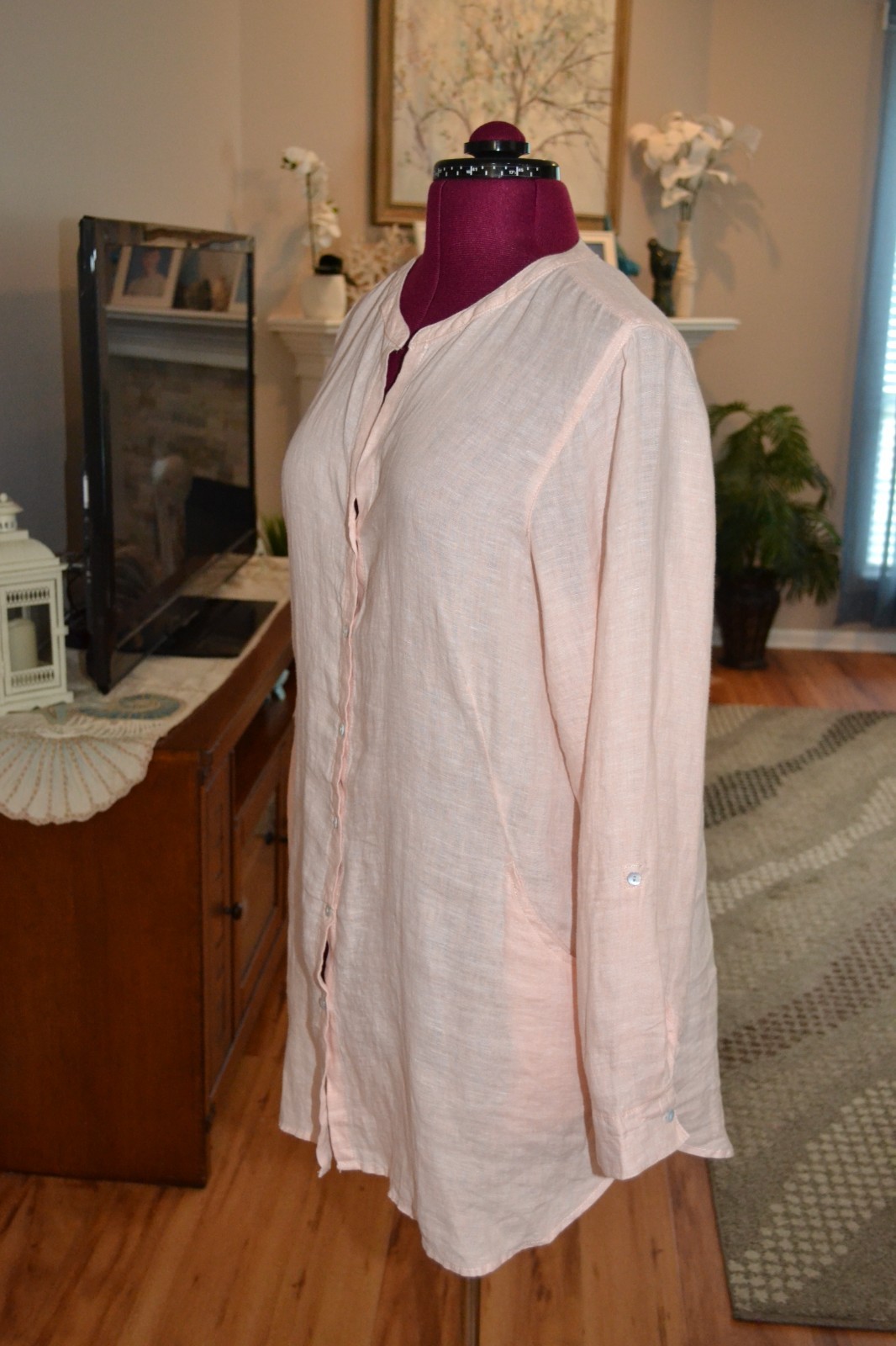 Sigrid Olsen Womens XL Linen Oversized Tunic Pockets Lagenlook Coastal Beachy