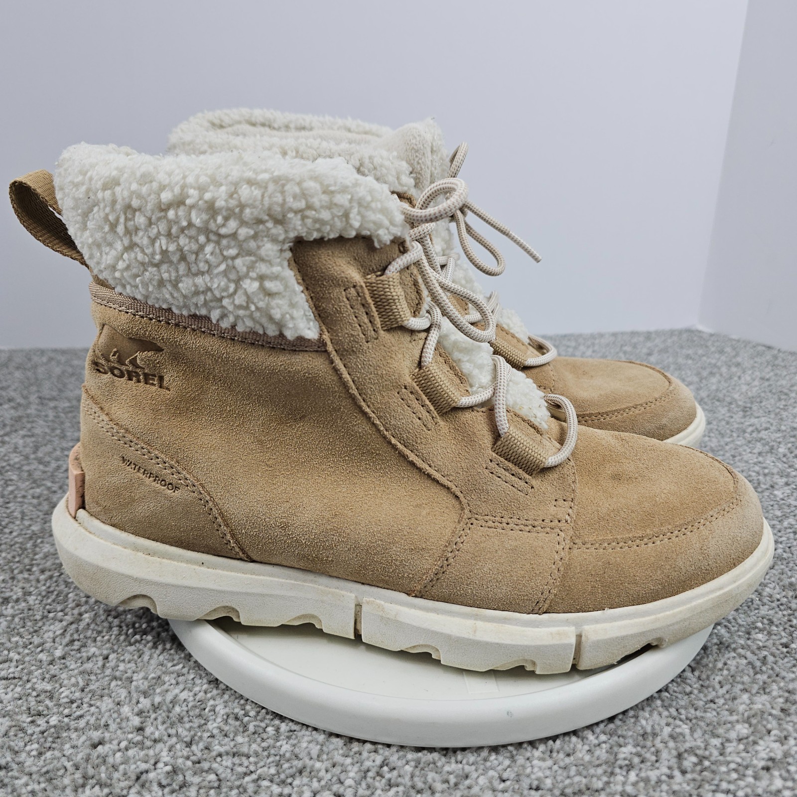 Sorel Winter Boots Womens 9 Tan Suede Sherpa Lined Booties Waterproof NL4451-262