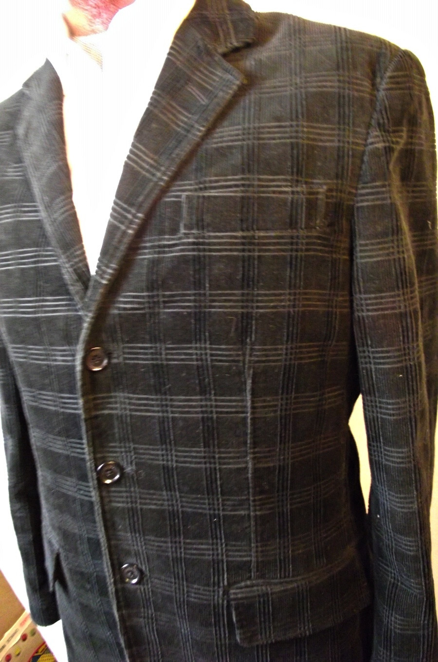 NEW No Tags Marc Ecko Mens Textured Corduroy Blazer Black Medium-Large