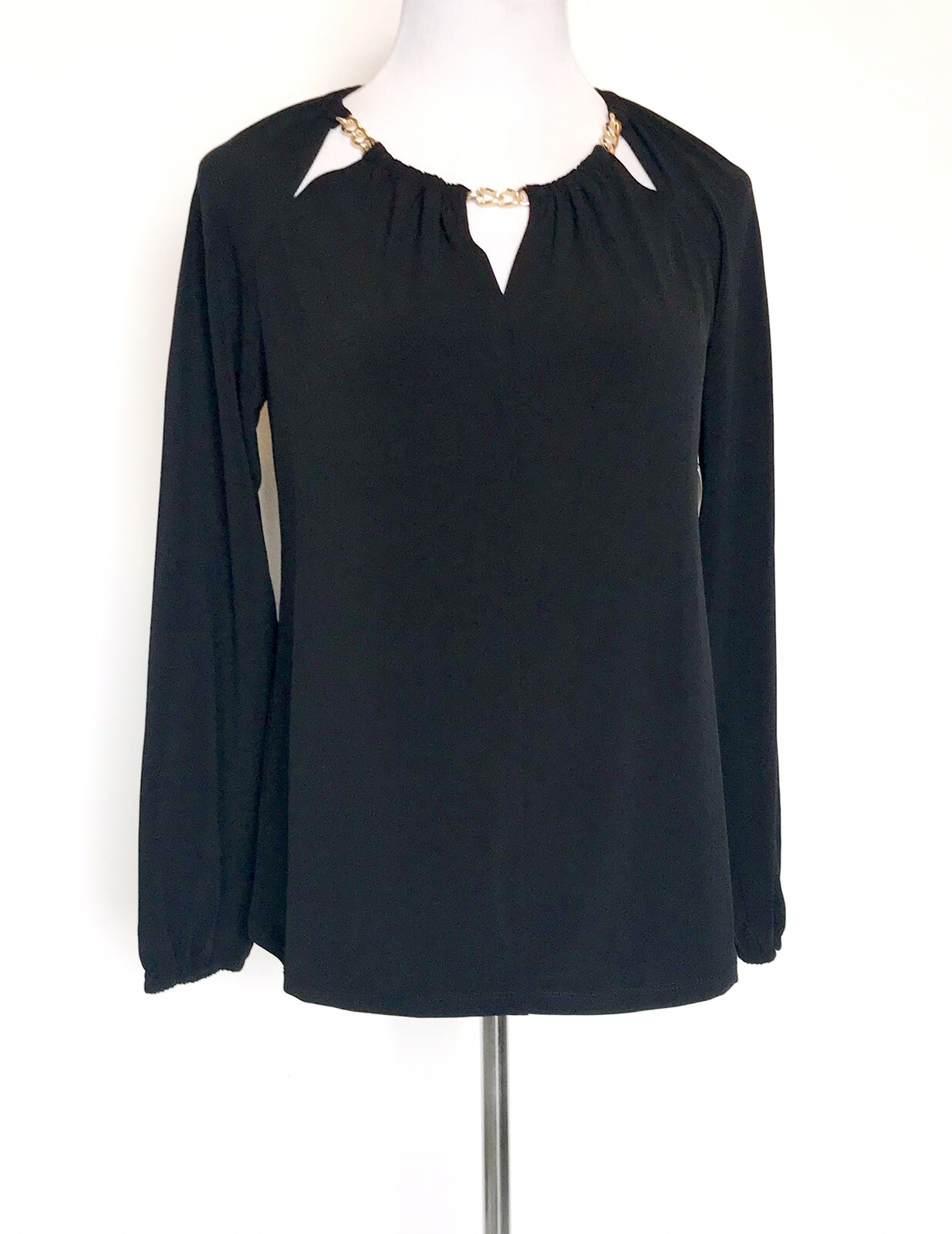 Carmen Marc Valvo Sz S Black Top Gold Metal Neck Chain Retail $58 Price $34 NWT