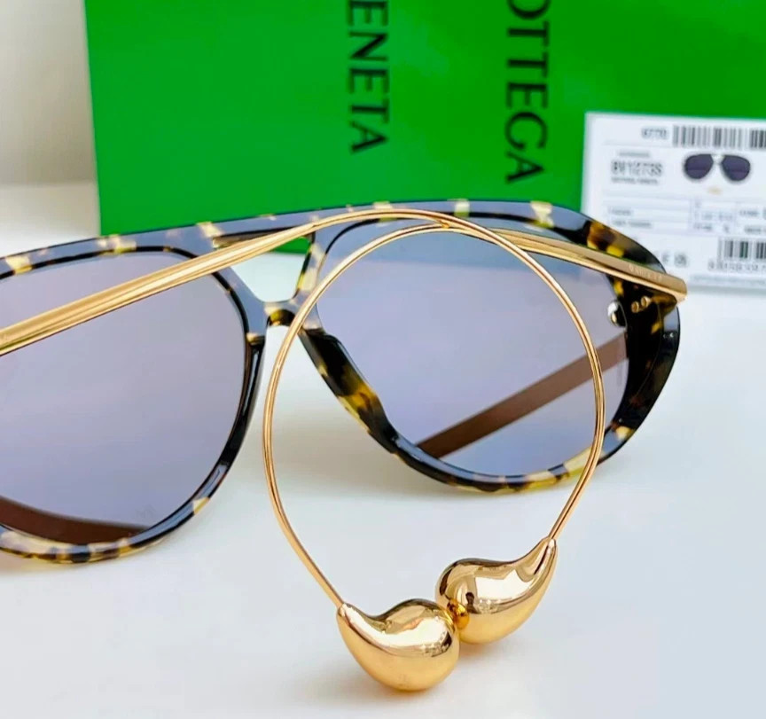 Bottega Veneta Drop Pilot sunglasses BV1273 Havana/Grey With Case New