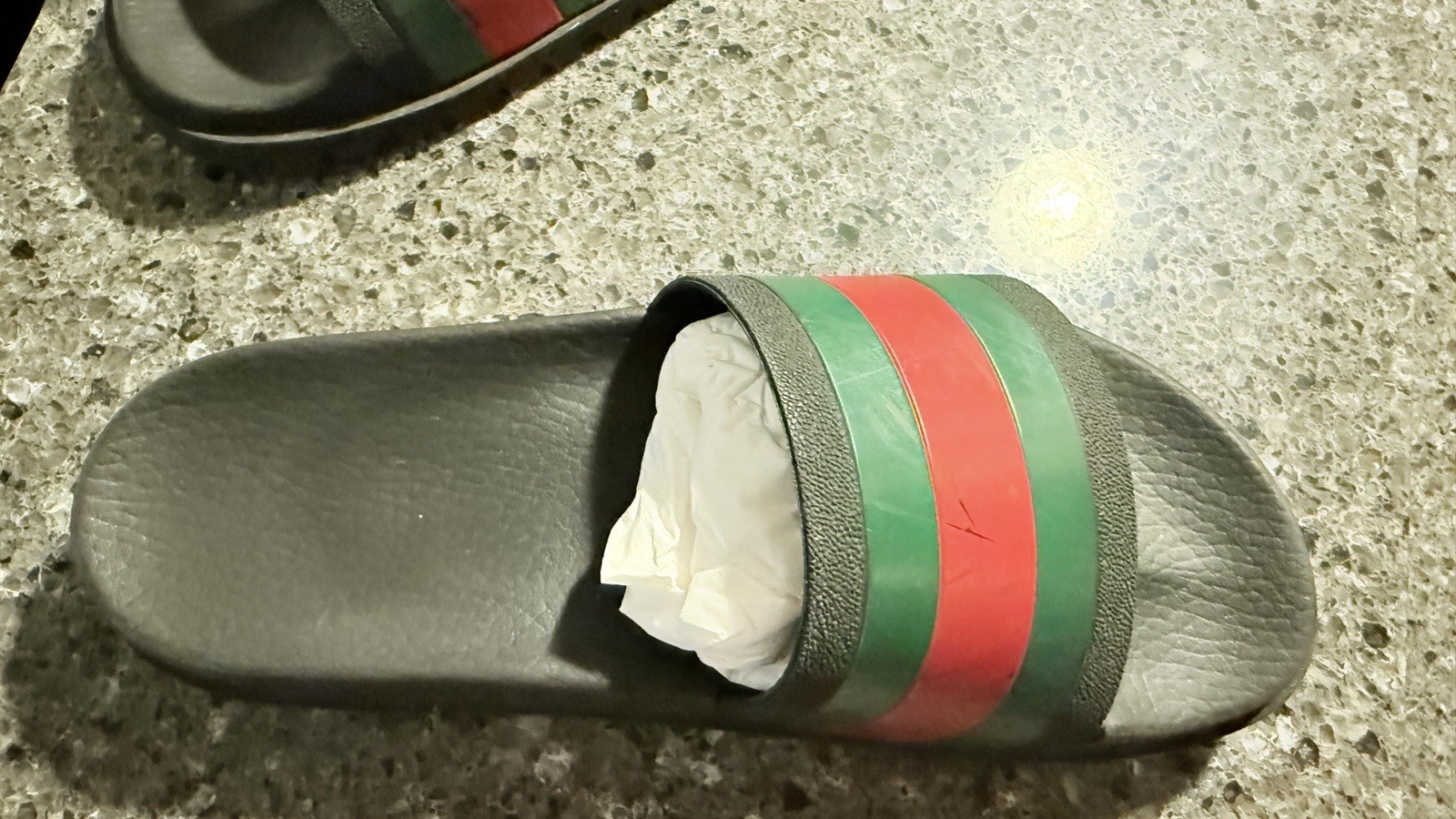 Authentic Gucci Black Rubber Web Slide Sandals Men’s Size 8 With Box & Booklet
