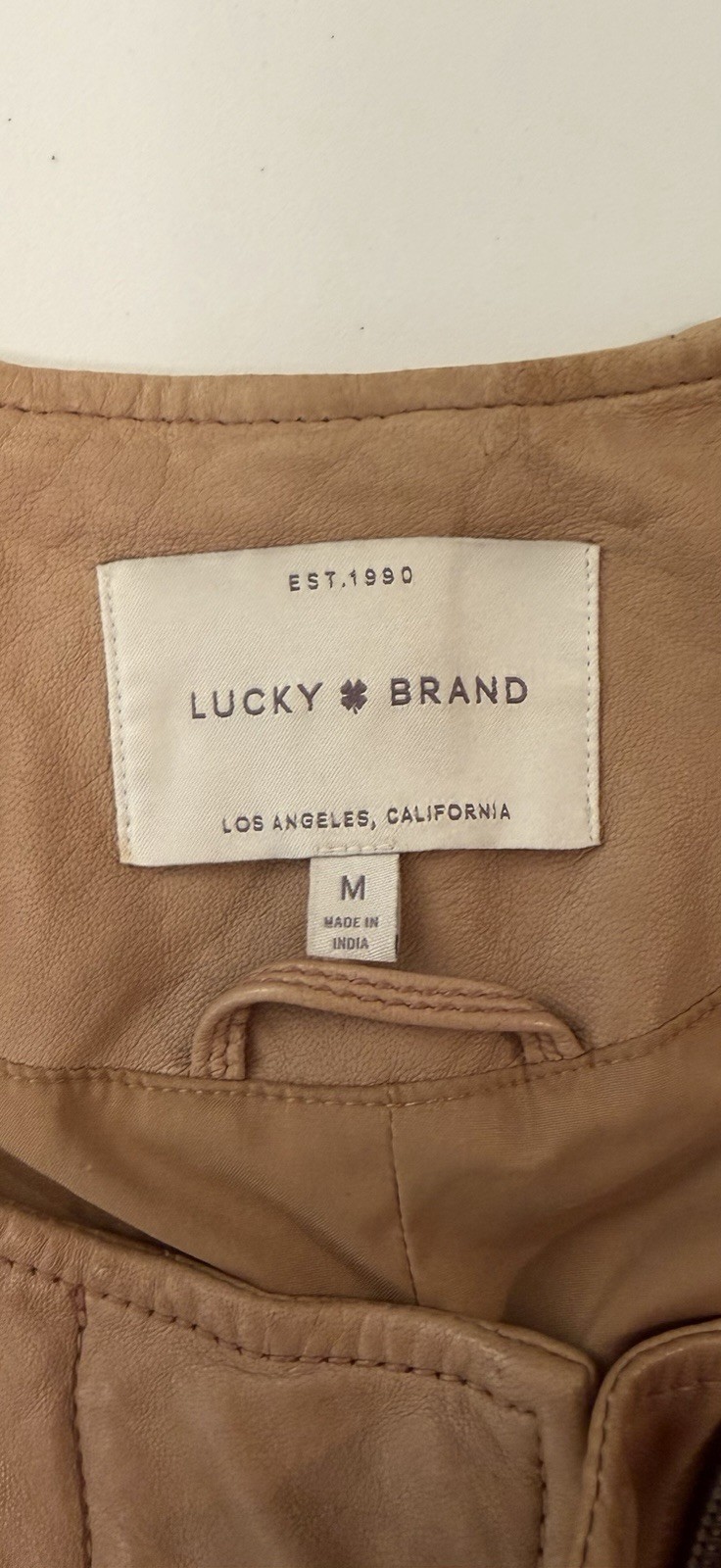 Lucky Brand 100% Leather Motorcycle Jacket Womens Size M Tan Brown