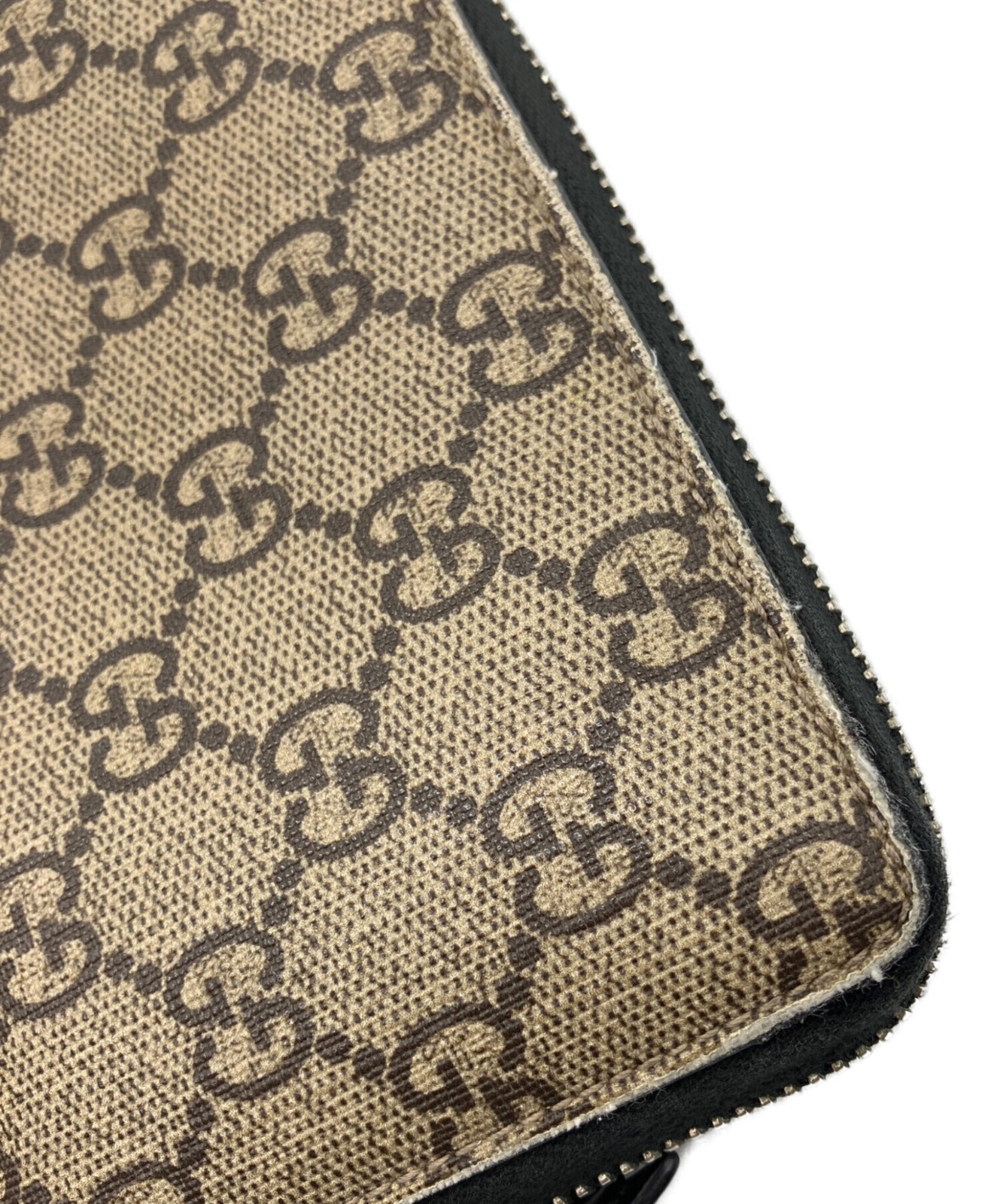 Gucci Kingsnake Print Brown GG Canvas Zip Around Wallet 451273 Italy Unisex