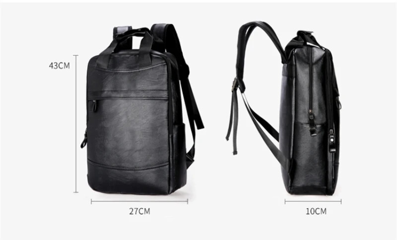 Leather Backpack for Teenage Boys Men Casual Daily School Travel Shoulder Bag