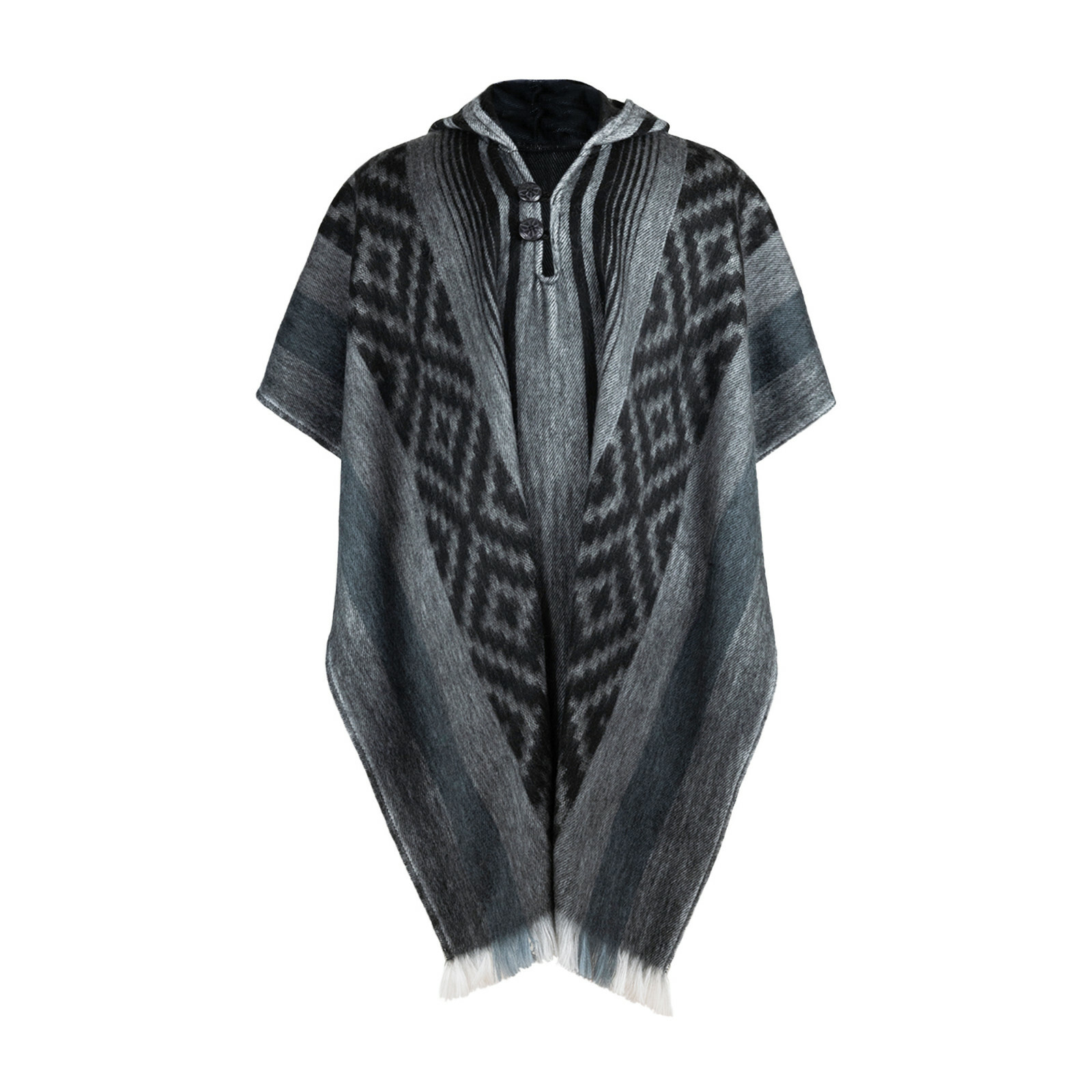 Lightweight BABY ALPACA Wool Hooded Poncho Pullover UNISEX Handmade in Ecuador
