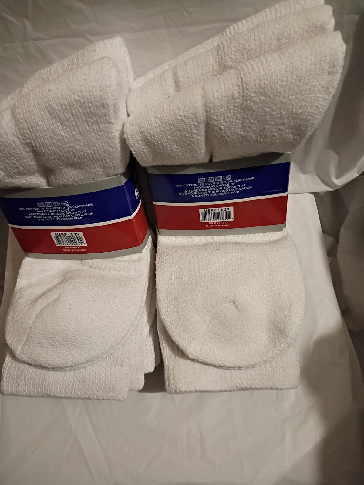 Rodex Therapeutic Crew Socks White Men’s Size 10-13 6 pairs cotton Blend