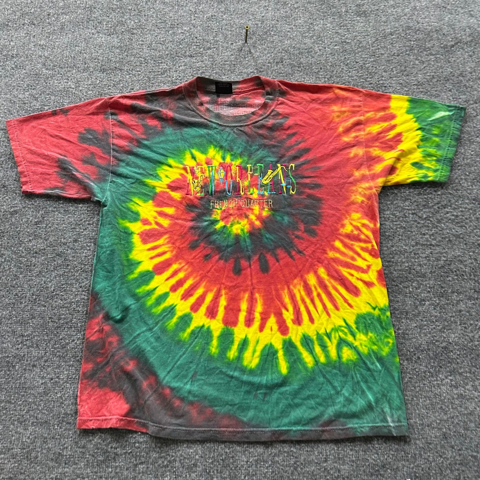 N.A.T. T-Shirt Mens XL Red Green Yellow Tie Dye New Orleans French Quarter USA