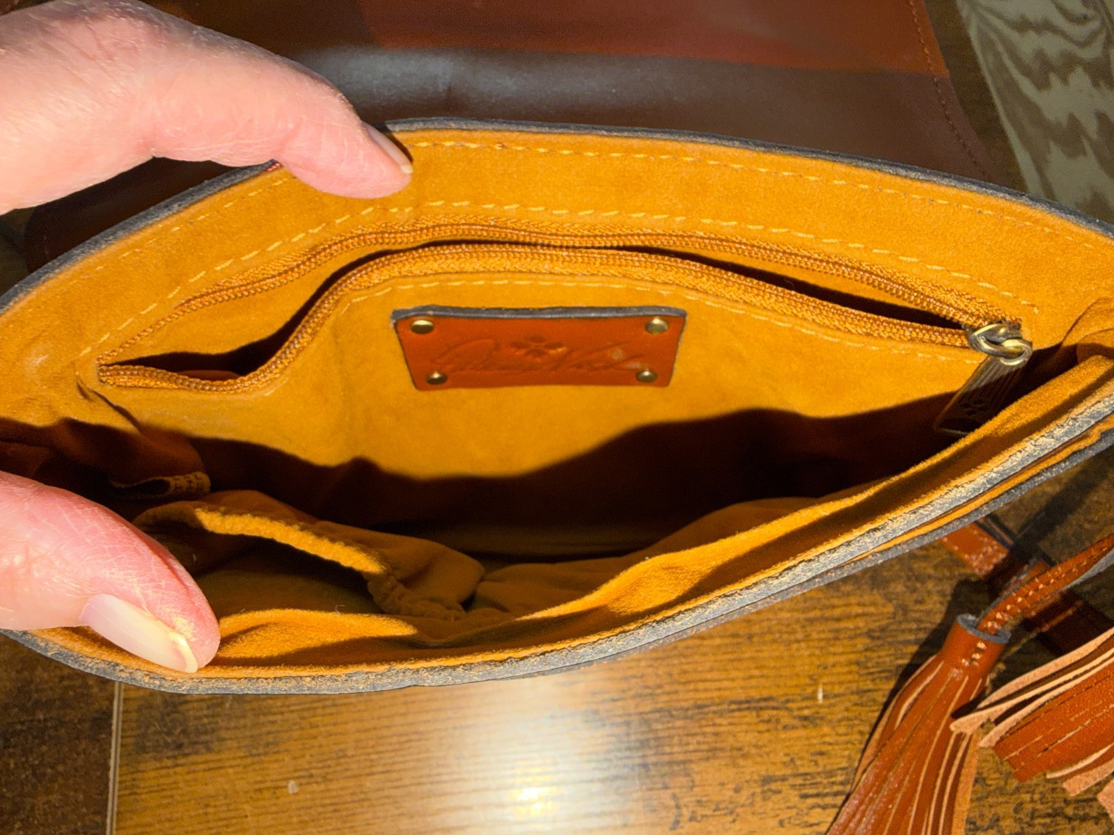 Patricia Nash Corfu Cognac Leather Crossbody Bag ~ New Without Tags.