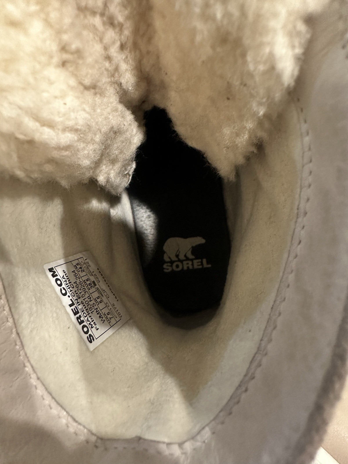 Sorel Women’s Winter Boots Size 7.5 Taupe Faux Shearling Waterproof Lace Up