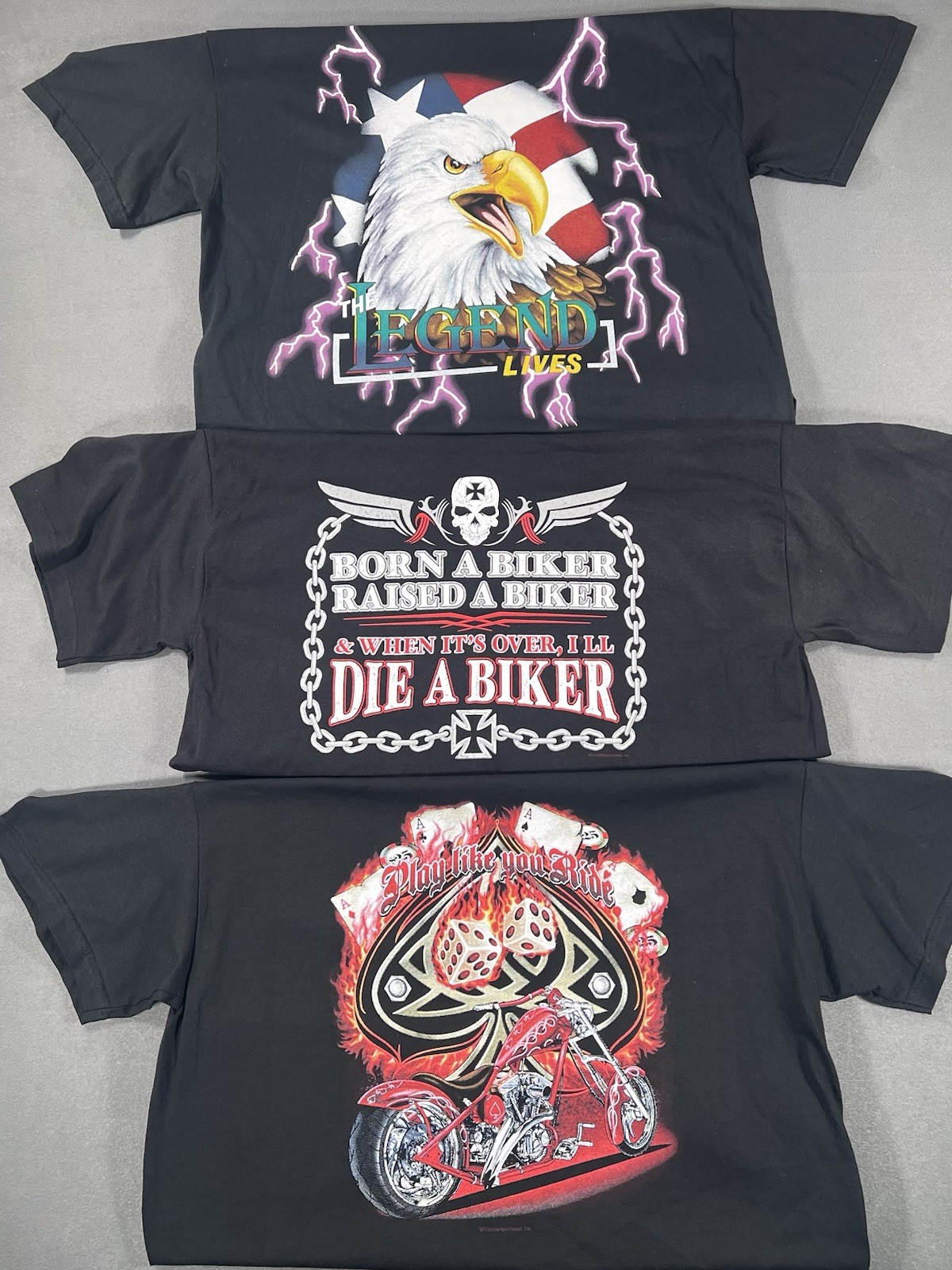 VTG American Thunder 90s Biker Black Sz XL Graphic Tennessee River T-shirts X3