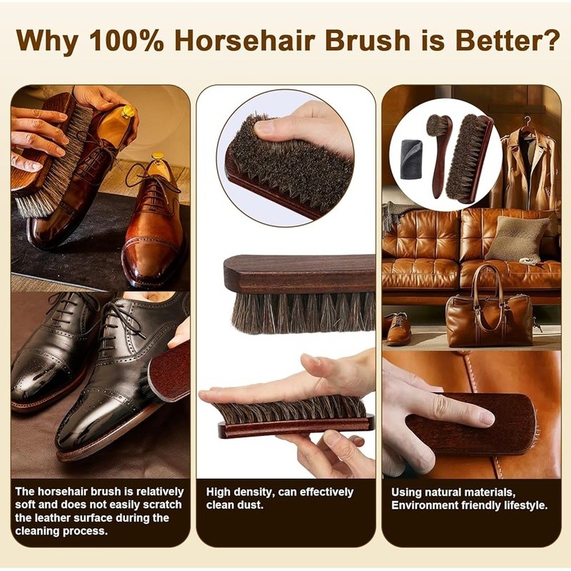 Professional Suede Leather Cleaner Kit Horsehair Brush Shoe Care Polishing Tools