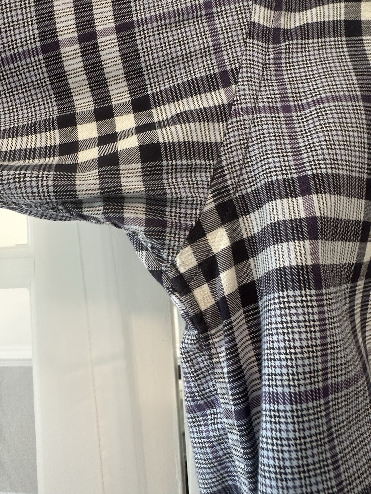 Burberry London Mens Plaid Button Front Shirt Medium Gray Purple Cotton USA