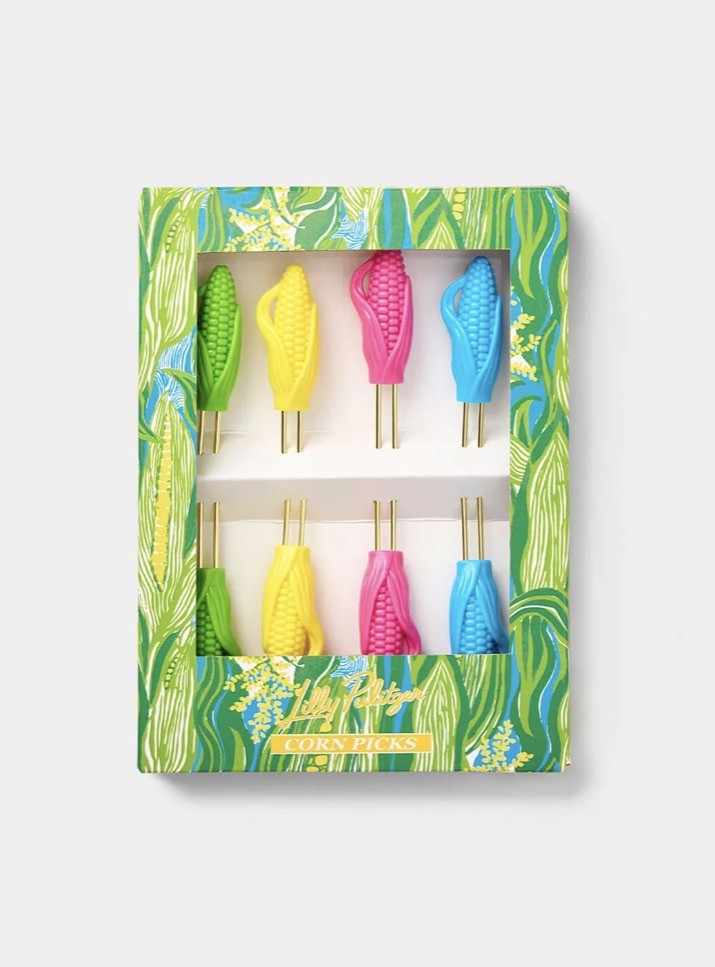 🌽 Lilly Pulitzer Corn Picks & Market Tote Bag In “Turquoise Tide Sweet Corn”