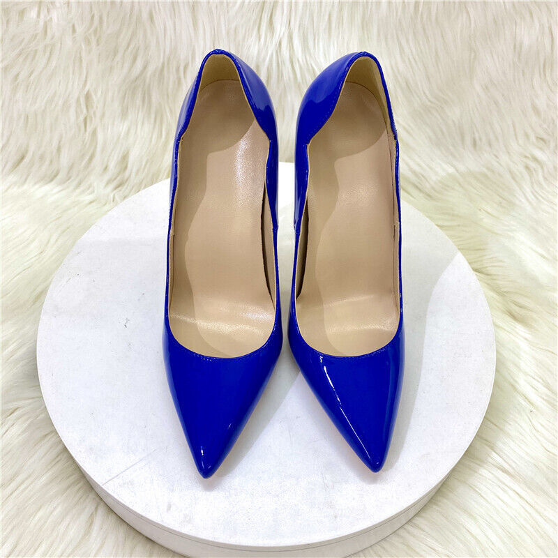 Women Patent Leather High Heels 12cm Pointed Toe Stiletto Sandals Pumps OL Shoes