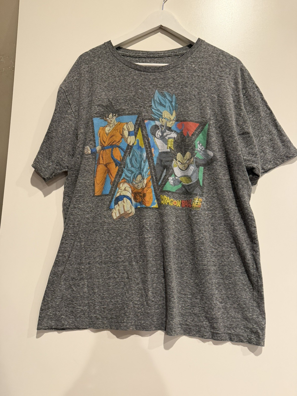 Dragon Ball Z Super T-Shirt, Adult Unisex XLarge Gray Goku Vegeta Anime