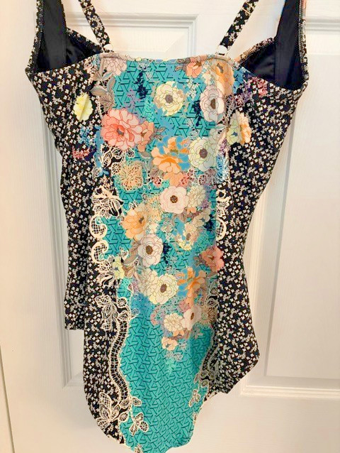 NEW TAGS JOHNNY WAS MILA RUCHED ONE PIECE FLORAL BATHING SUIT SWIMSUIT 3X $198