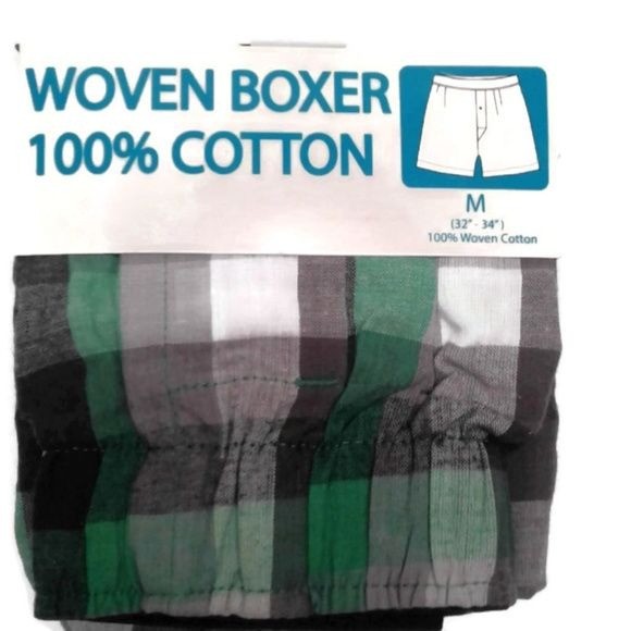 Pico S 28 30 Men’s woven boxer shorts plaid Green 100% Cotton Black Gray NEW