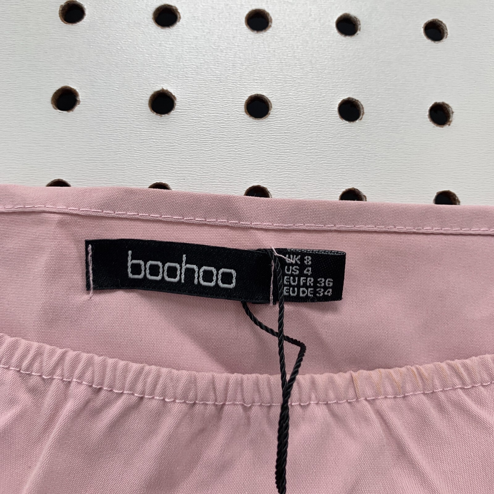 Boohoo Womens Crop Top Pink Off The Shoulder Scrunch Sleeve Ladies Size 4