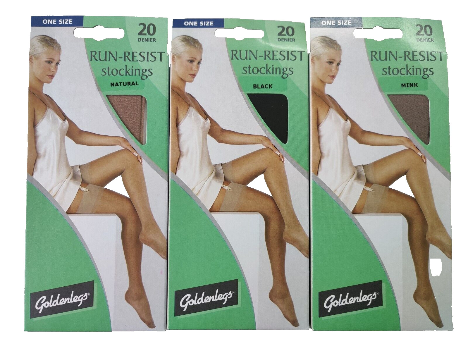 20 denier RUN RESIST STOCKINGS,ASSORTED COLOURS,ONESIZE.