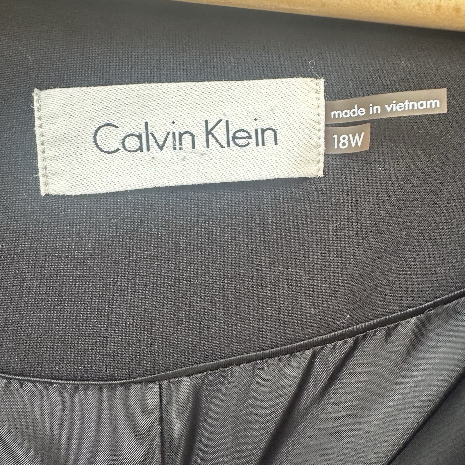 Calvin Klein Women’s 18 W Black Collarless 3/4 Sleeve Suit Jacket One Button