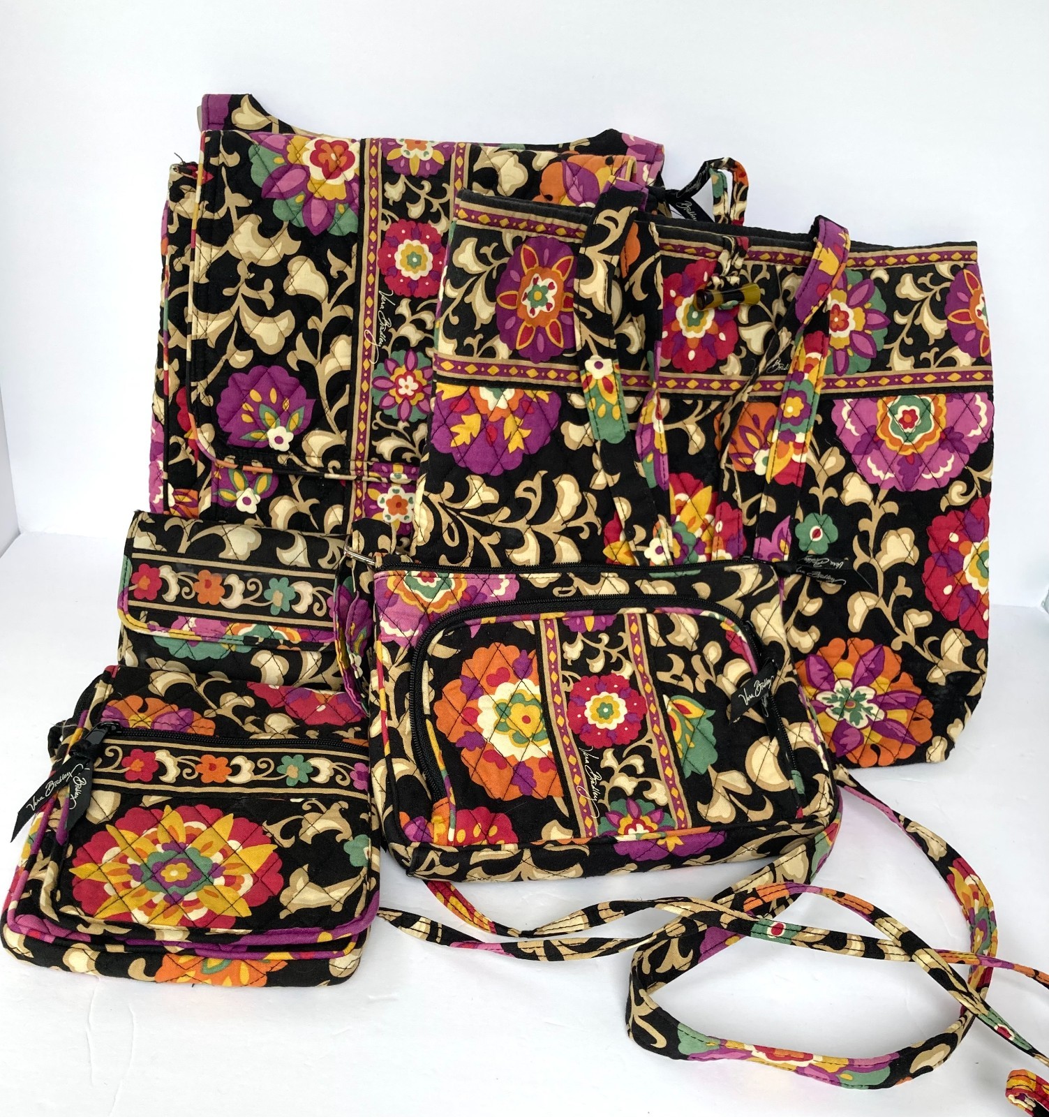 Vera Bradley 5 Piece Suzani Set tote crossbody wallet hipster messenger purse