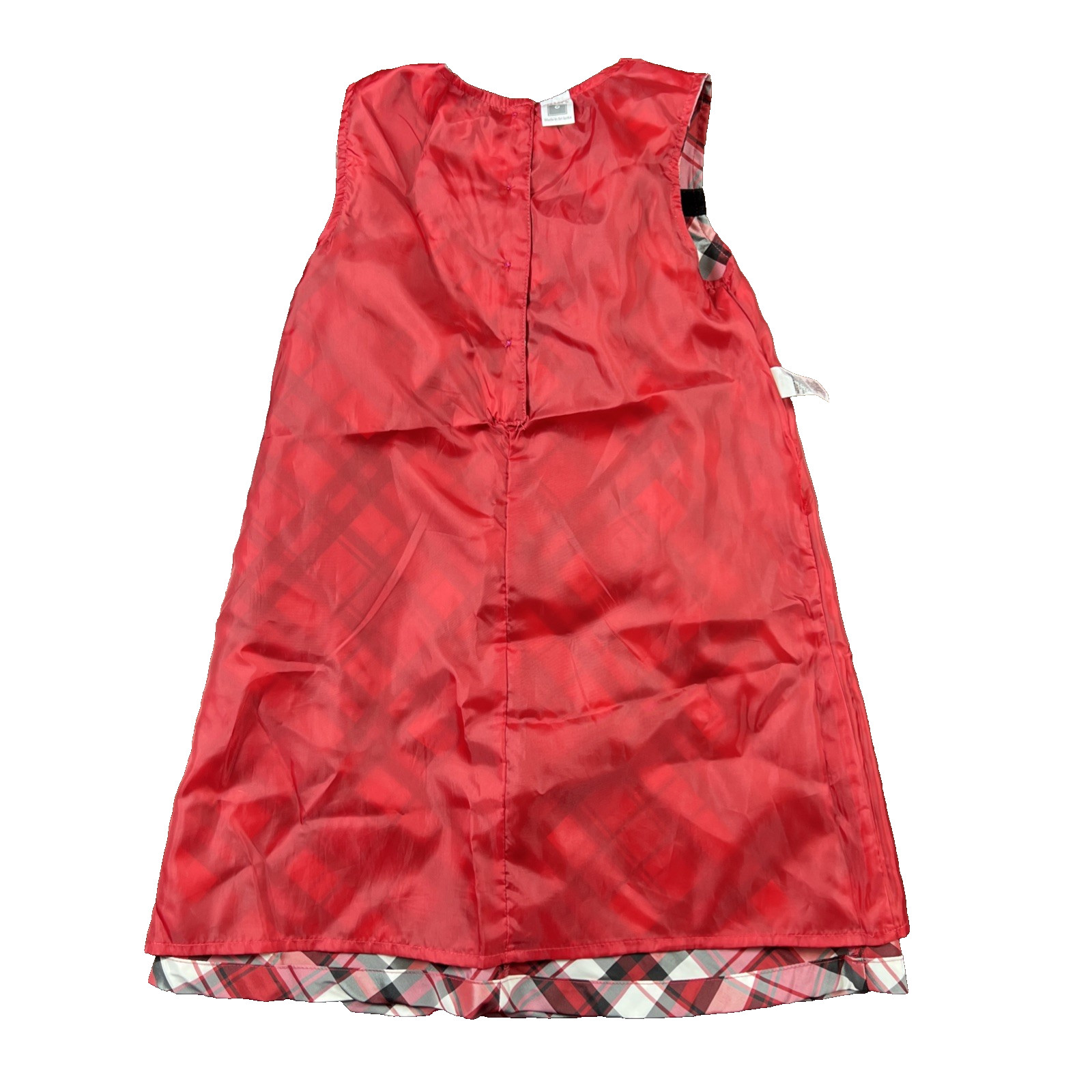 Carter’s Girls Size 6 Red Plaid Taffeta Holiday Dress Christmas Velvet Trim