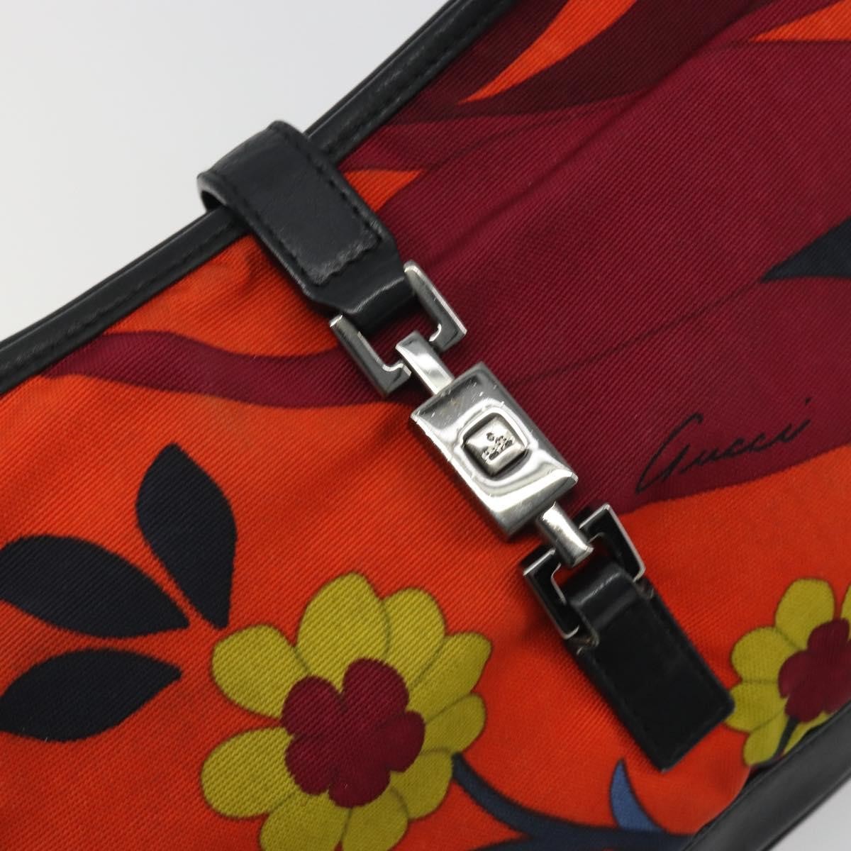 GUCCI Jackie Shoulder Bag Canvas Orange Silver 001 9735 Auth ep15603
