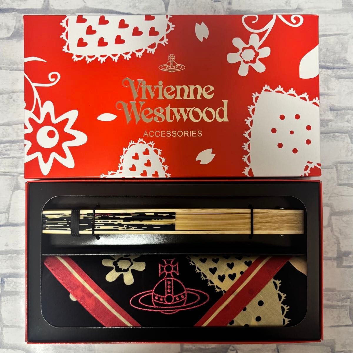 Vivienne Westwood Fan & Handkerchief Set, Black, Orb Japan Limited Edition NWB