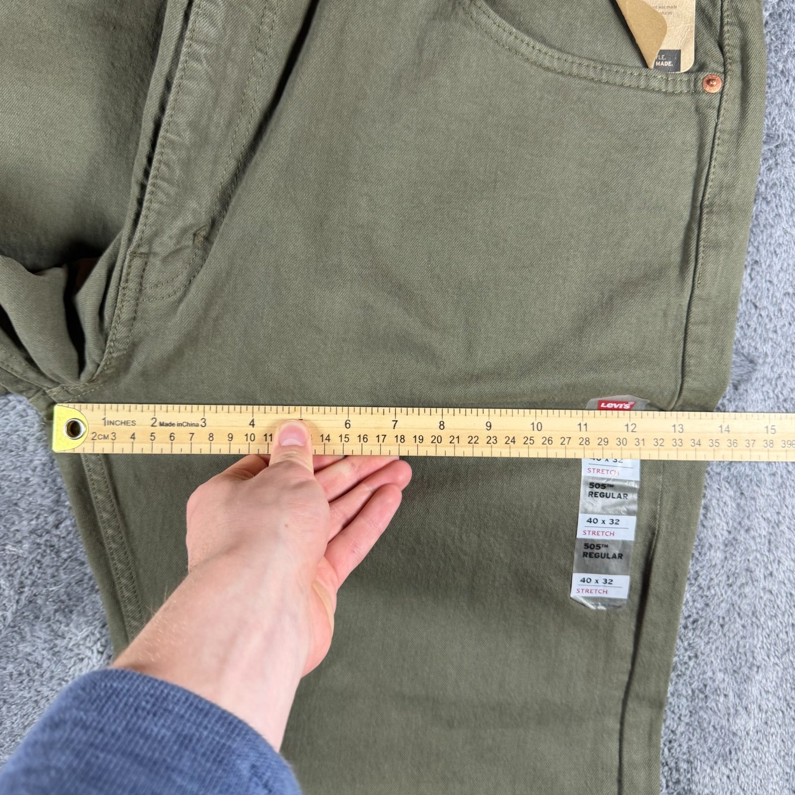 Levis 505 Jeans Mens 40×32 Green Regular Fit Stretch Denim NWT